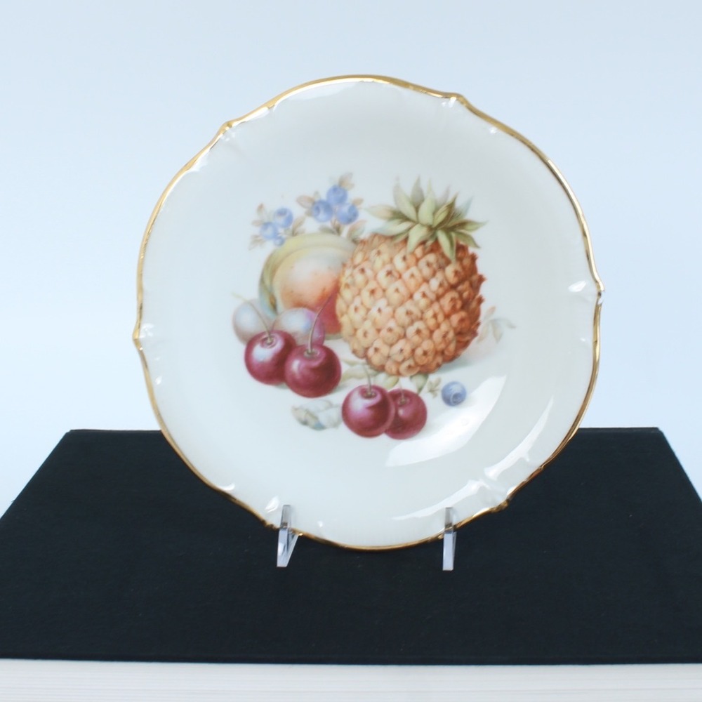 Schumann Arzberg Fruit Motif Porcelain Plate Gold‎ Trim Germany 6.25in Vintage - Picture 7 of 7